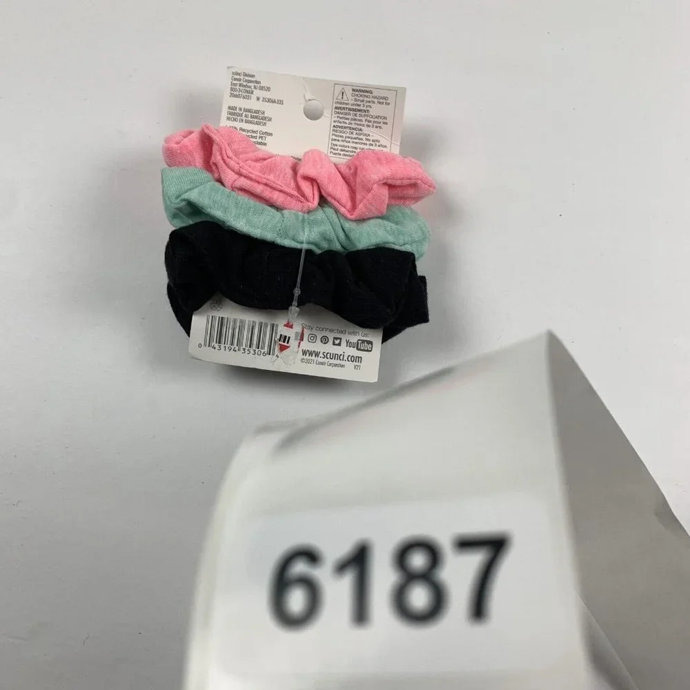 Scunci Hair Scrunchies Band Women's One Size Multicolor‎ Cotton 3 Piece 6187